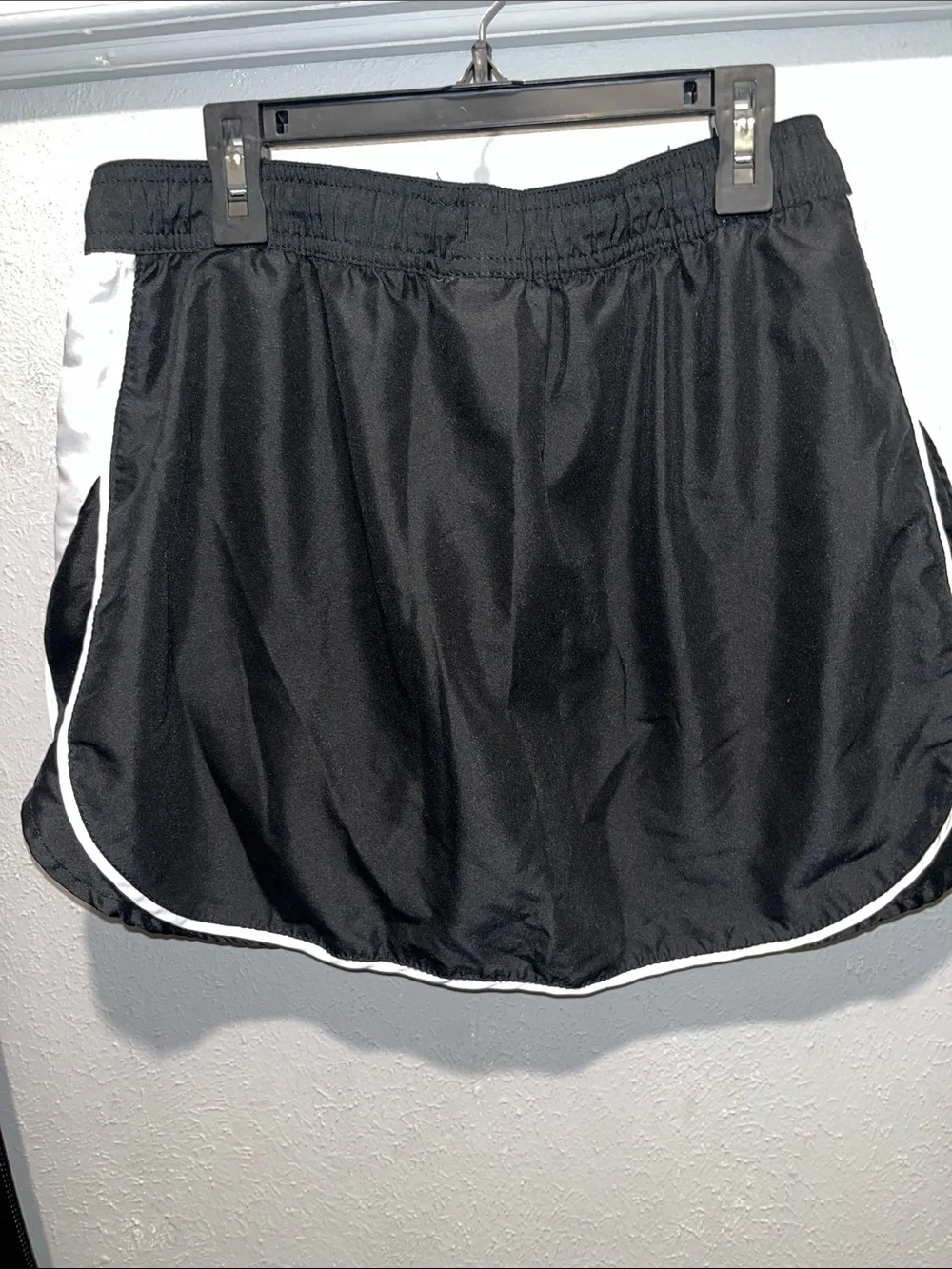 Black Athletic Skort with White Side Panels and Trim